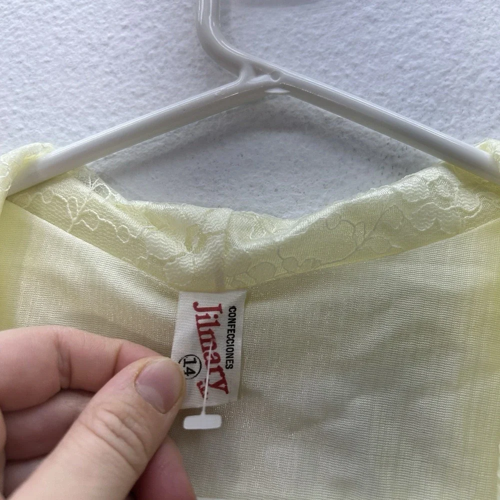Vintage Jilmary 70s Flutter Sleeve House Dress‎ Sz M Yellow Cottagecore Prairie